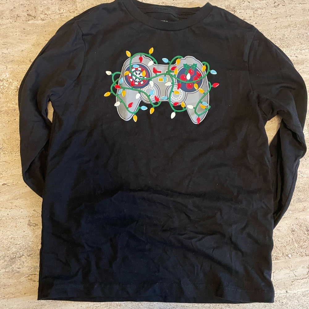 Holiday Time Black Long Sleeve Shirt with Colorful Controller Design